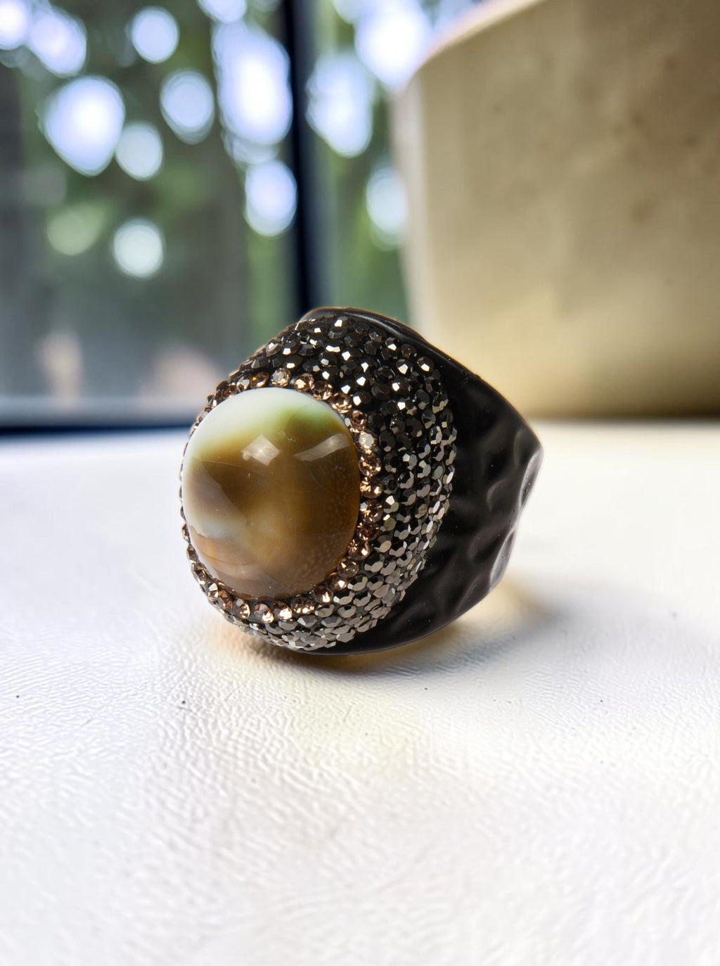 Shell Pavé Cocktail Ring R2852