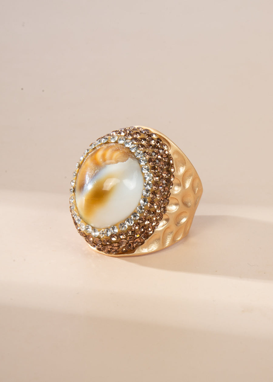 Shell Pavé Cocktail Ring R2852