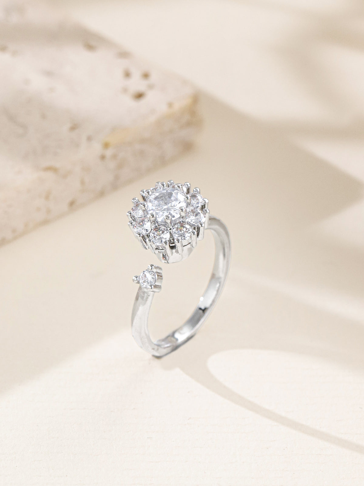 Flower Cubic Zirconia Ring R2858 - view 2
