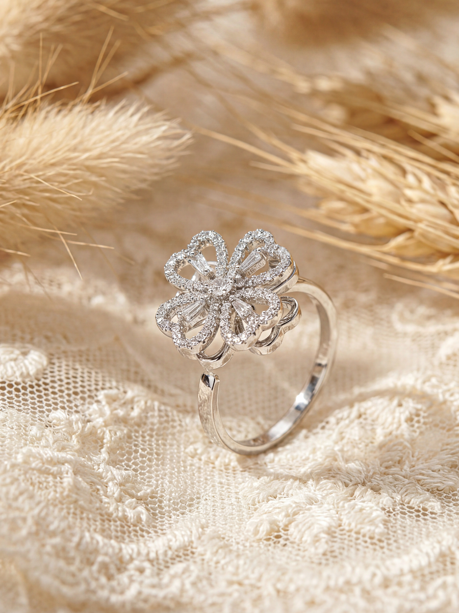 Flower Cubic Zirconia Ring R2865