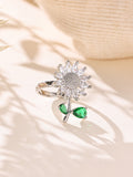 Flower Cubic Zirconia Ring R2883 - view 2