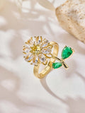 Flower Cubic Zirconia Ring R2884 - view 2