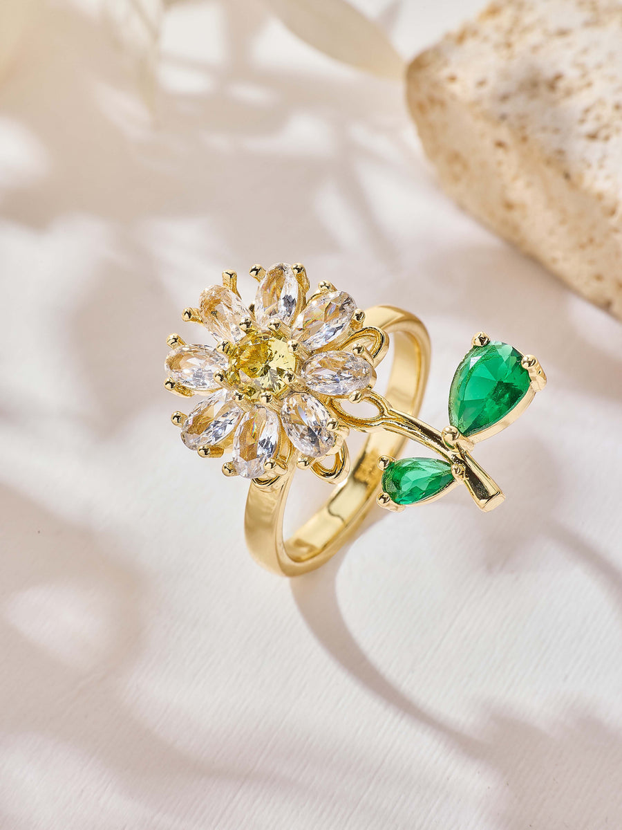 Flower Cubic Zirconia Ring R2884
