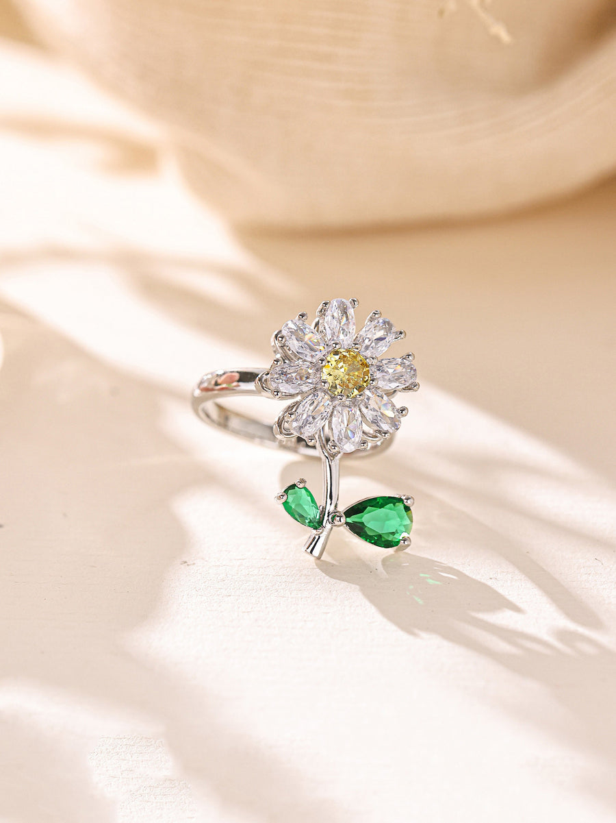 Flower Cubic Zirconia Ring R2884