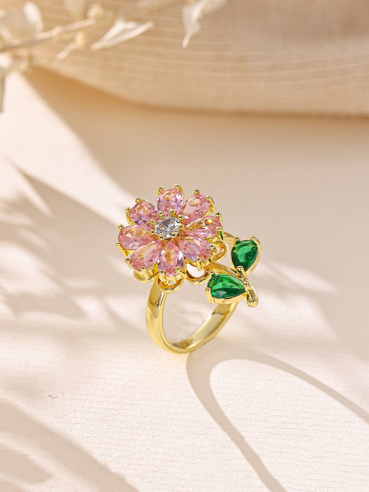 Flower Cubic Zirconia Fidget Ring R2885