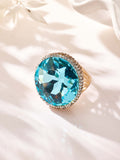 Crystal Pavé Cocktail Ring R2895-Gold - view 13
