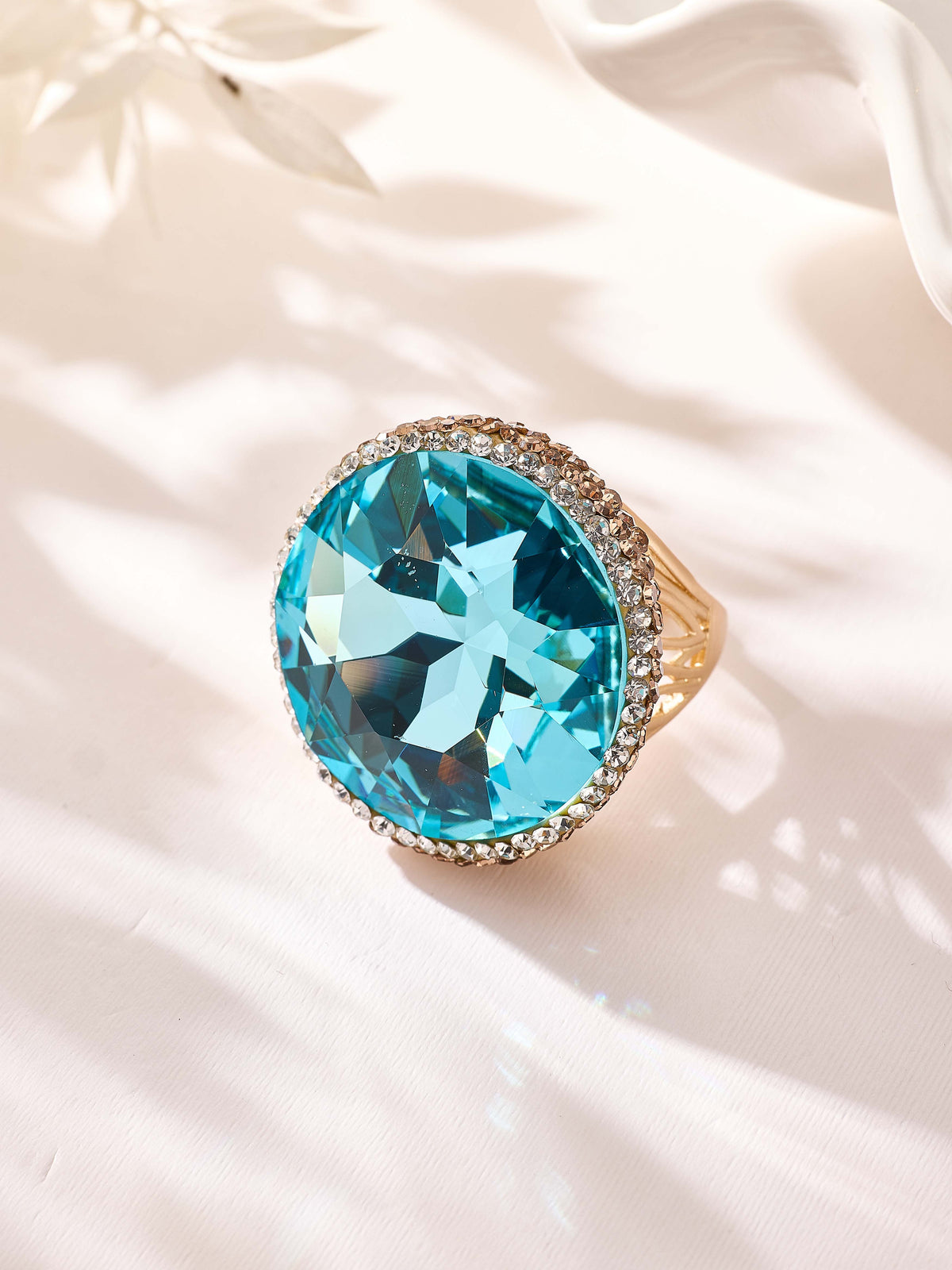 Crystal Pavé Cocktail Ring R2895-Gold - view 13