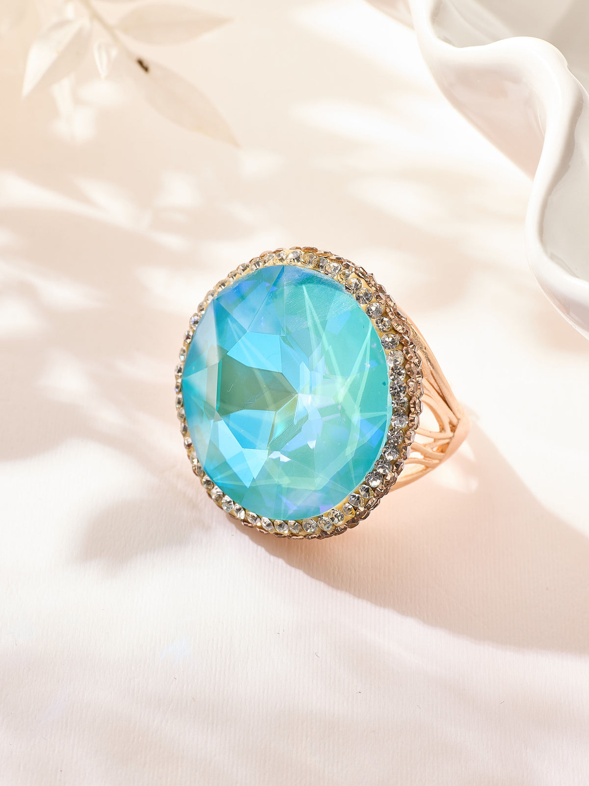 Crystal Pavé Cocktail Ring R2895-Gold - view 5