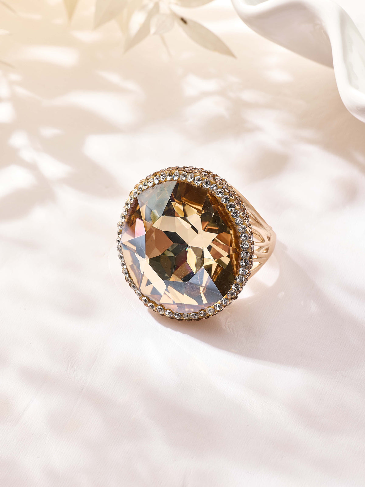 Crystal Pavé Cocktail Ring R2895-Gold - view 11