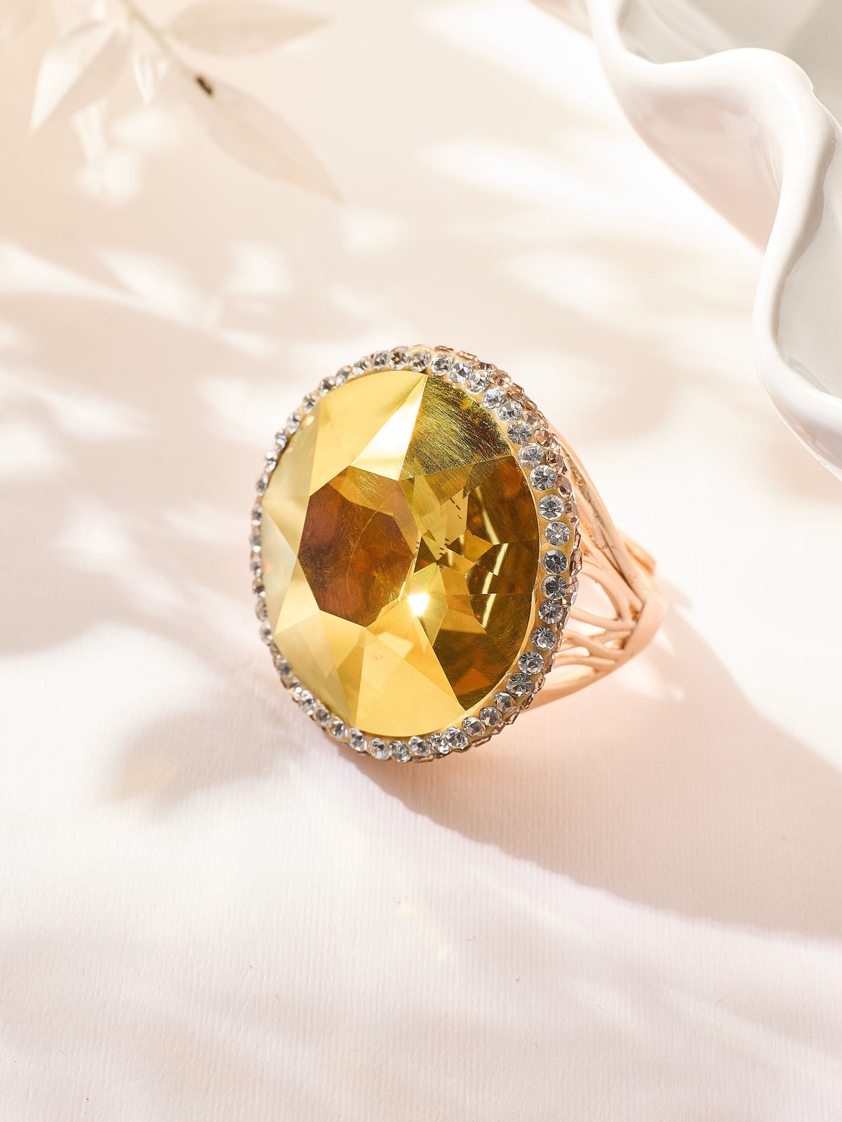 Crystal Pavé Cocktail Ring R2895-Gold - view 6