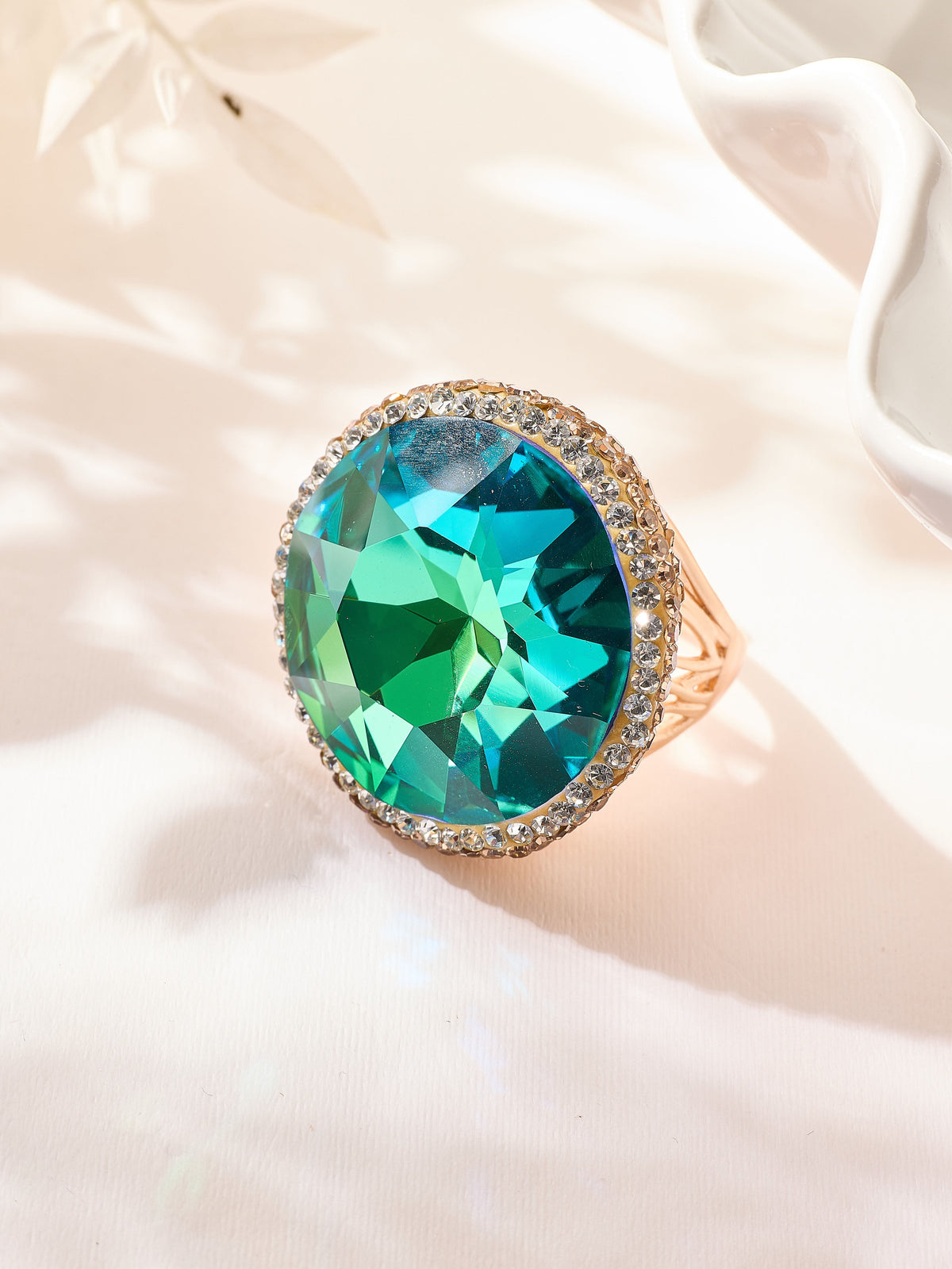 Crystal Pavé Cocktail Ring R2895-Gold - view 4