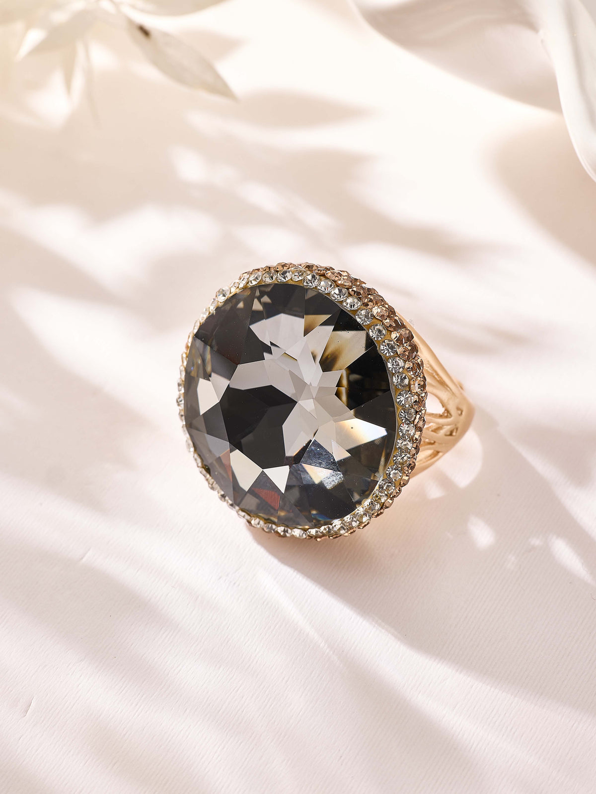 Crystal Pavé Cocktail Ring R2895-Gold - view 12