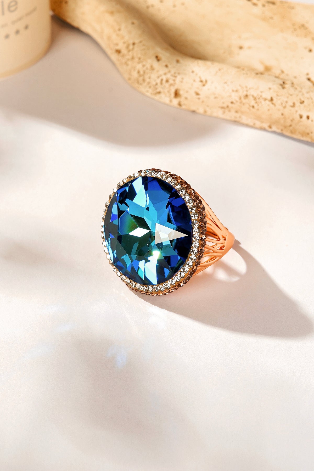 Crystal Pavé Cocktail Ring R2895-Gold - view 9