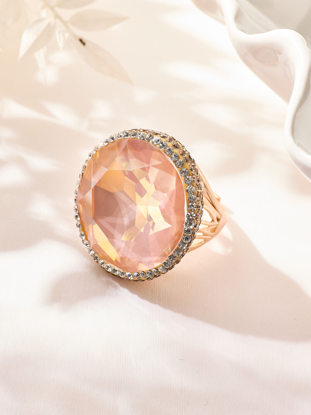 Crystal Pavé Cocktail Ring R2895-Gold - view 3