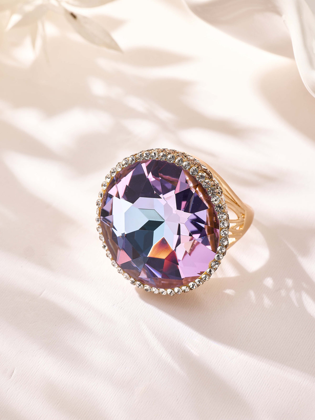 Crystal Pavé Cocktail Ring R2895-Gold - view 10