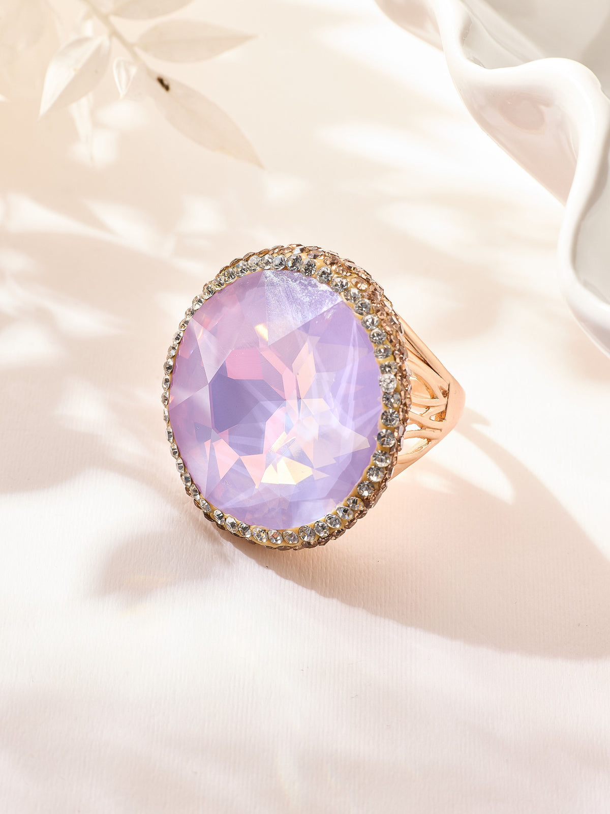 Crystal Pavé Cocktail Ring R2895-Gold - view 8
