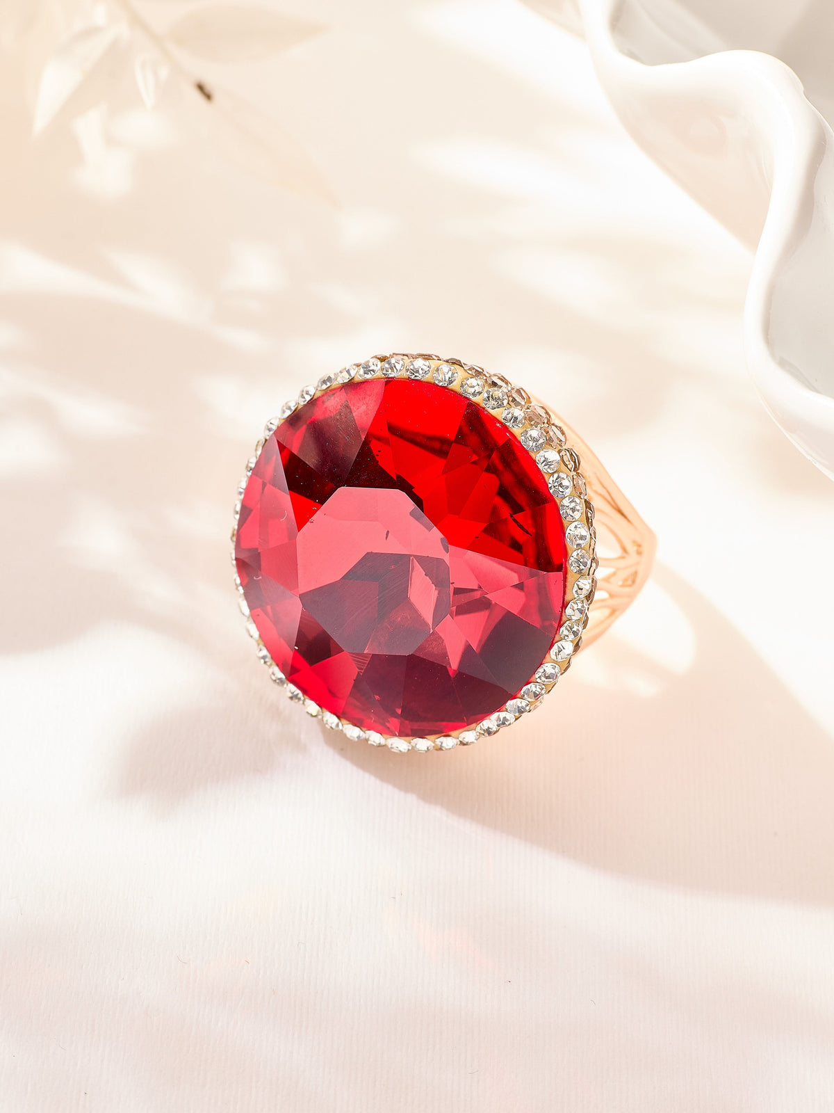 Crystal Pavé Cocktail Ring R2895-Gold