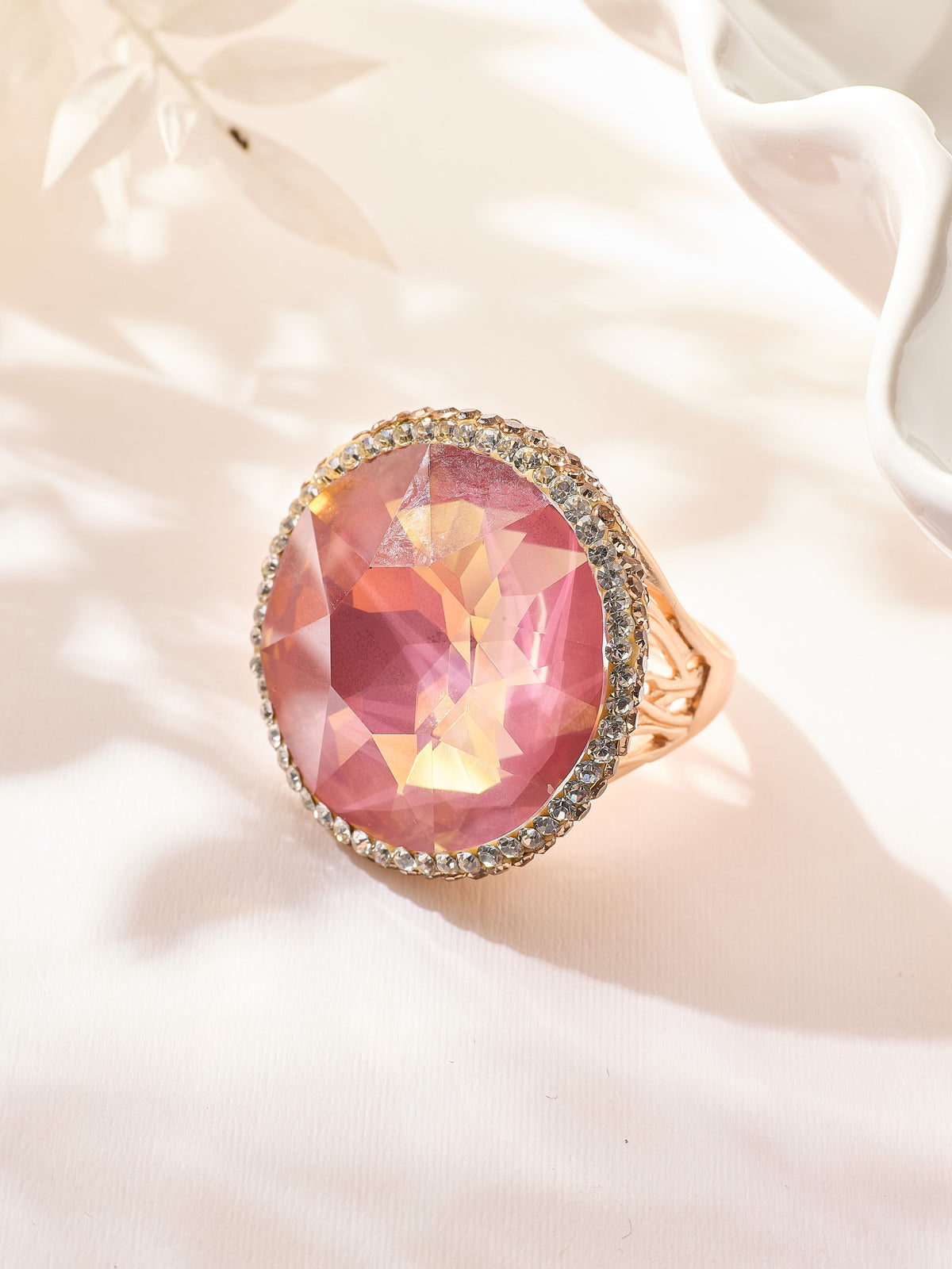 Crystal Pavé Cocktail Ring R2895-Gold - view 16
