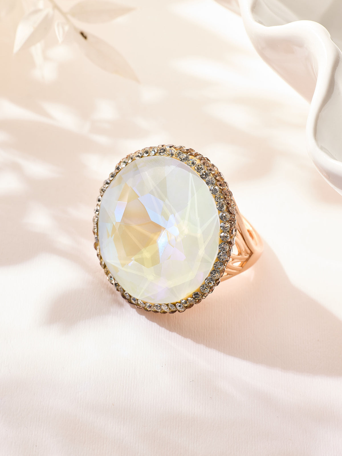 Crystal Pavé Cocktail Ring R2895-Gold - view 7