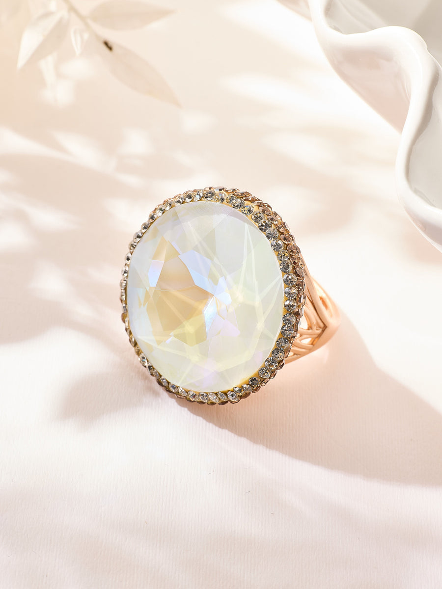 Crystal Pavé Cocktail Ring R2895-Gold