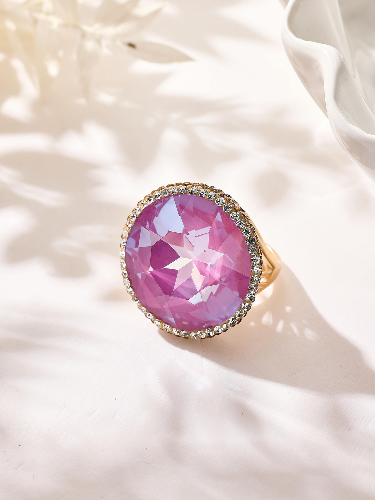 Crystal Pavé Cocktail Ring R2895-Gold - view 15