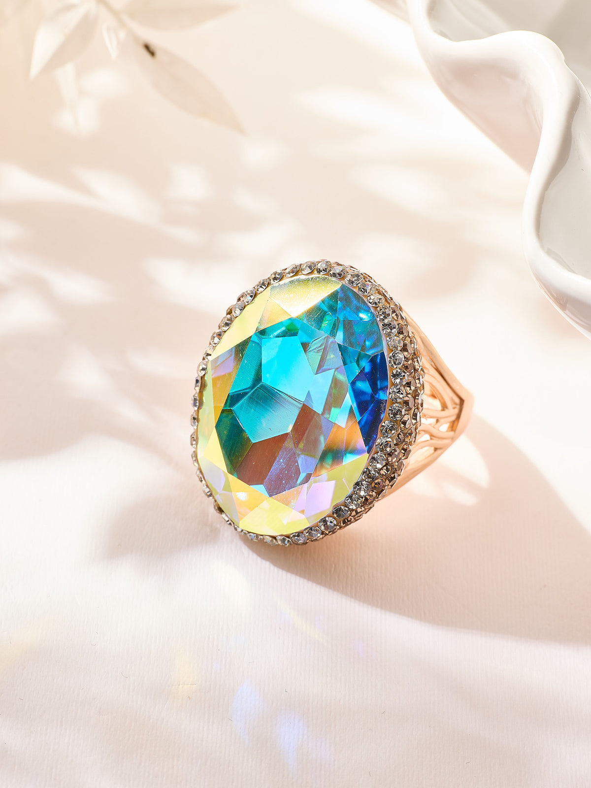 Crystal Pavé Cocktail Ring R2897-Gold - view 12