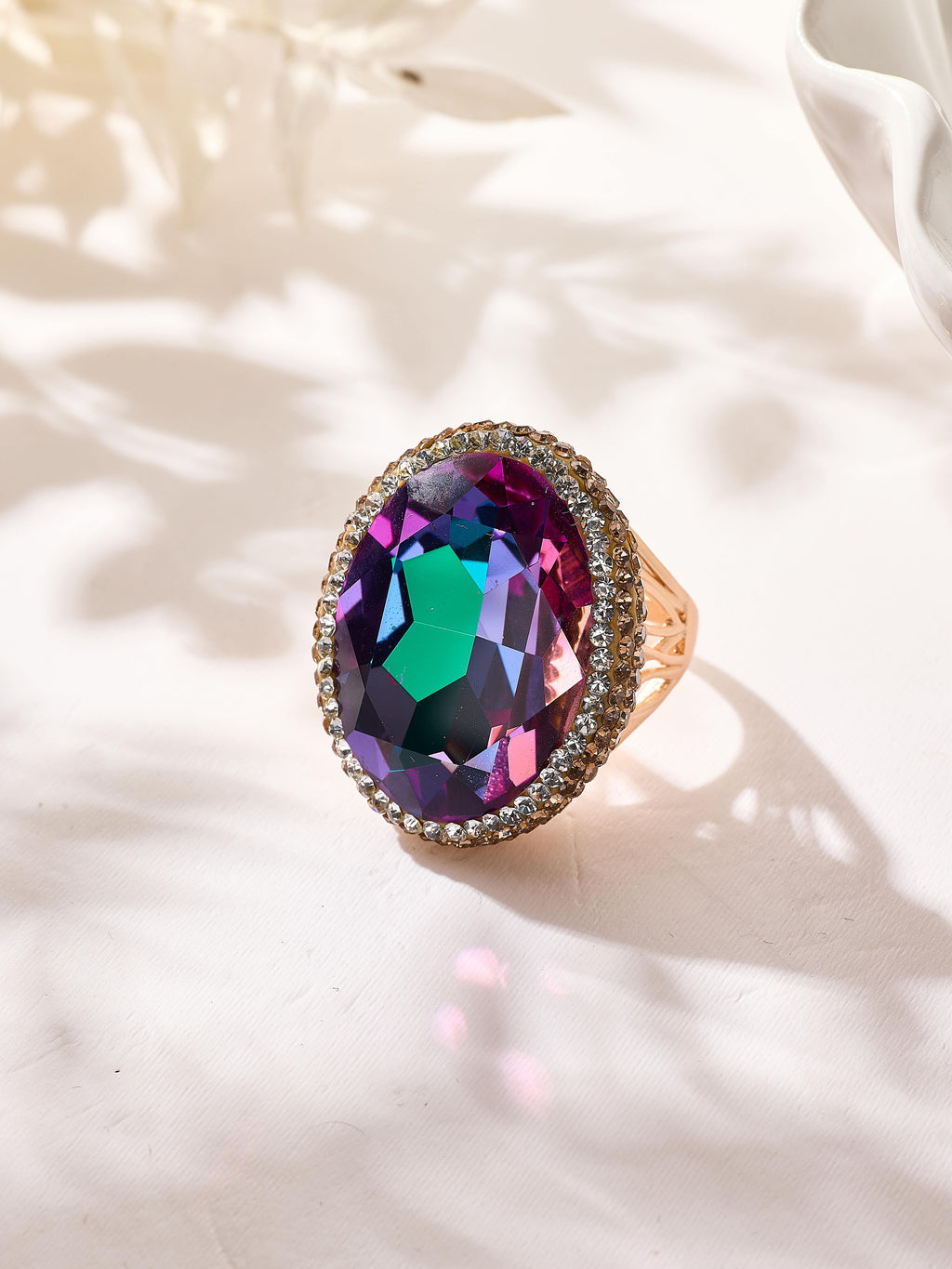 Crystal Pavé Cocktail Ring R2897-Gold - view 7