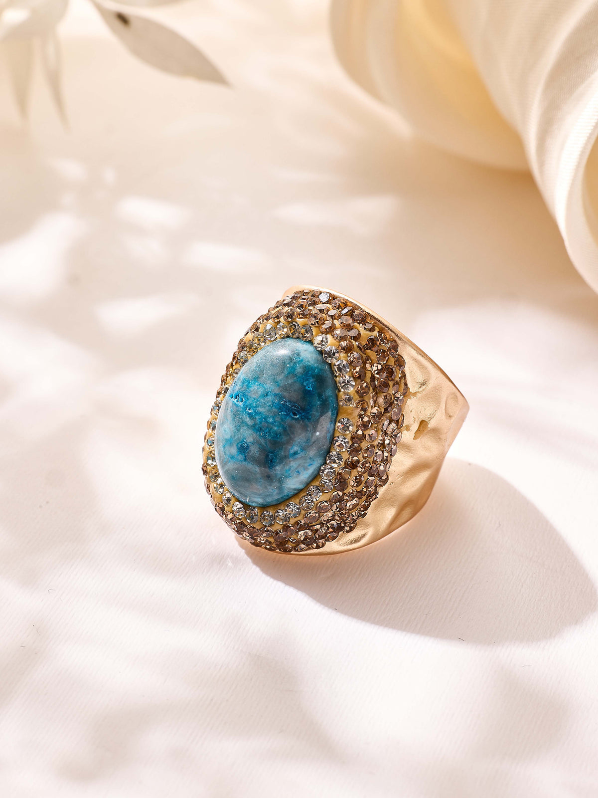 Blue Jade Pavé Cocktail Ring R2898 - view 2