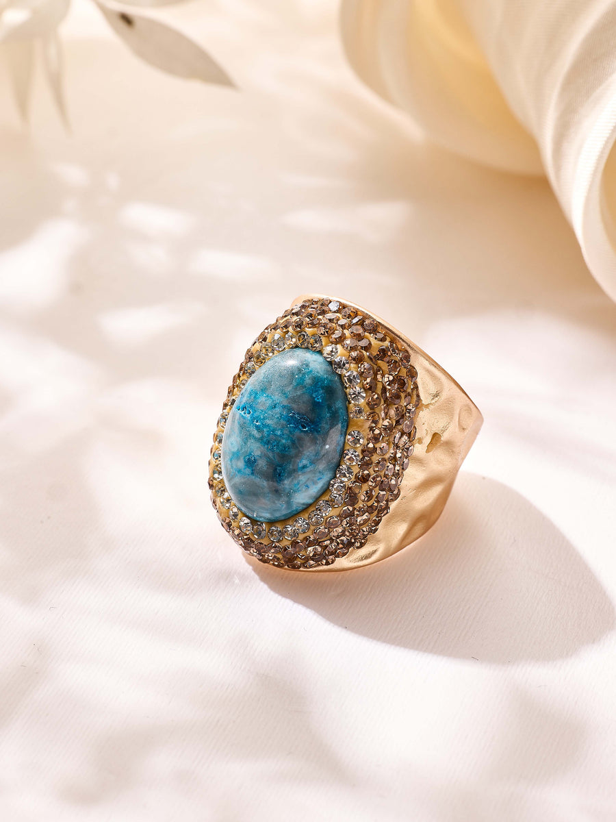 Blue Jade Pavé Cocktail Ring R2898