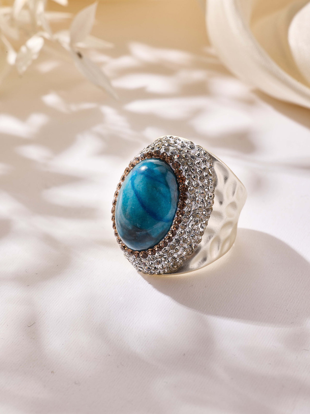 Blue Jade Pavé Cocktail Ring R2898