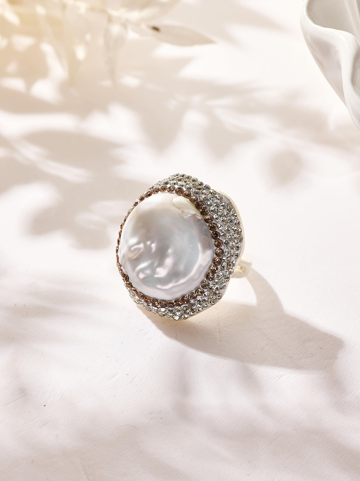 Freshwater Pearl Pavé Cocktail Ring R2902 - view 2