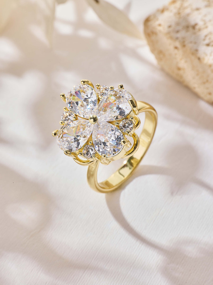Flower Cubic Zirconia Ring R2918
