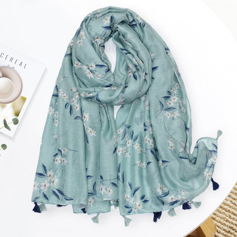 Floral Cotton fiber Scarf S0090
