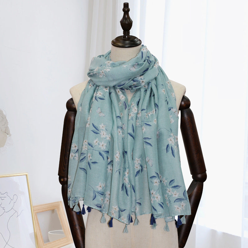 Floral Cotton fiber Scarf S0090