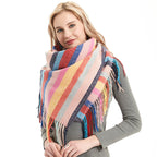 Multicolor Striped Tassel Scarf S0098