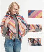 Multicolor Striped Tassel Scarf S0098