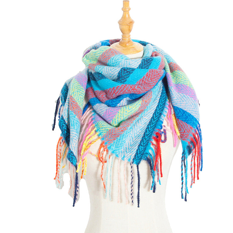 Multicolor Striped Tassel Scarf S0098