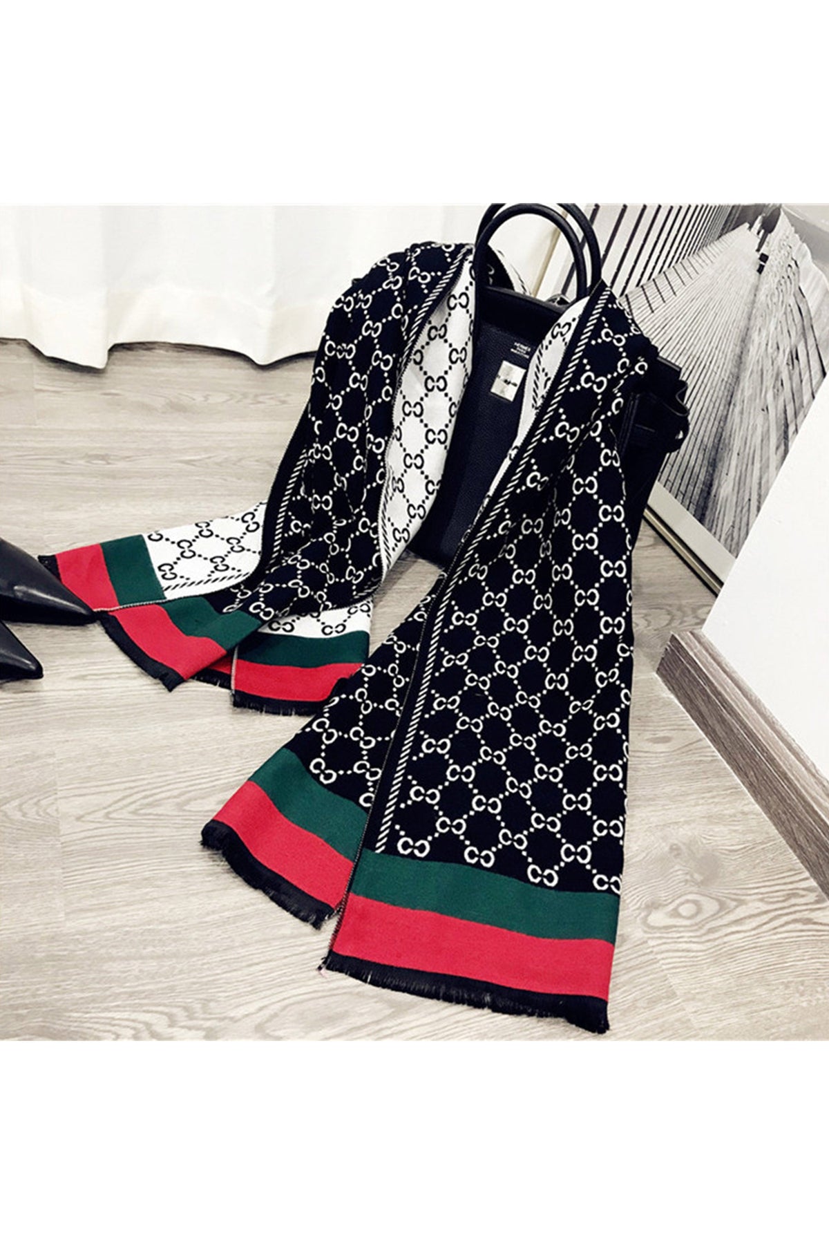 Cross Pattern Cashmere Scarf S0120 – view 5
