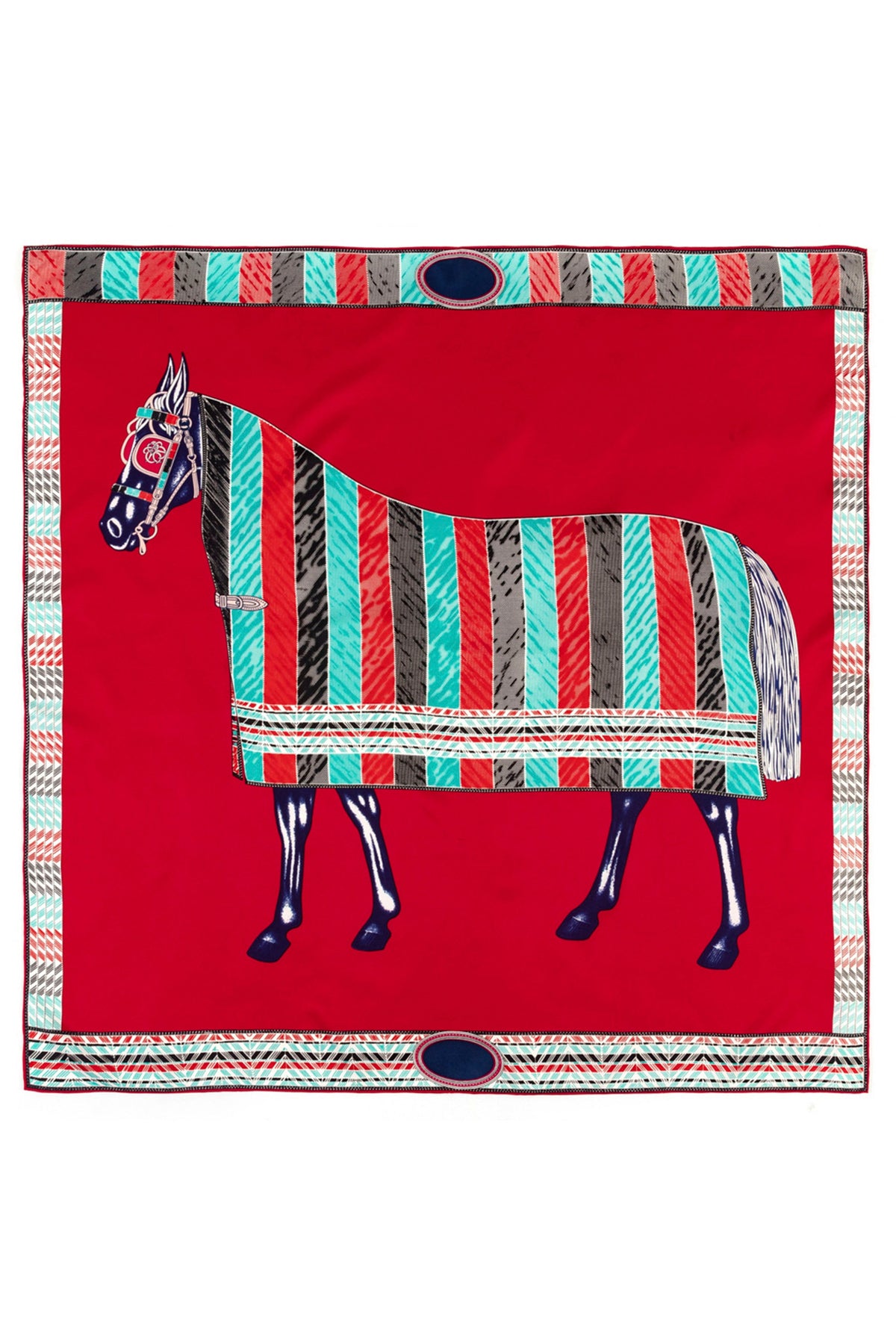 Horse Printed Silk Feel Scarf S0125
