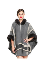 Fur Collar Check Hooded Cape S0139