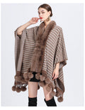 Animal Print Collar Check Cape S0142