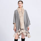 Animal Print Collar Check Cape S0142