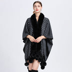 Animal Print Collar Check Cape S0142