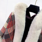Plaid Plush Hooded Cape S0194