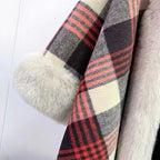 Plaid Plush Hooded Cape S0194