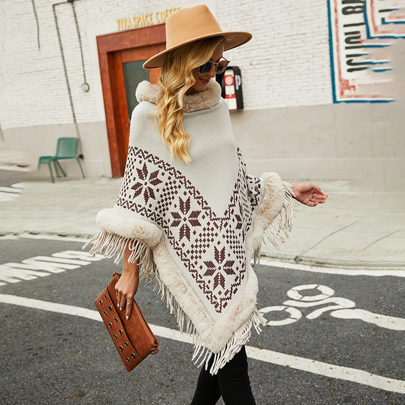 Collar Pullover Tassel Cape S0211