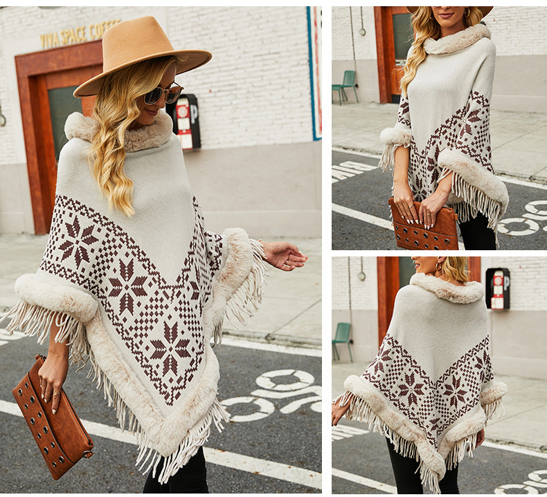 Collar Pullover Tassel Cape S0211