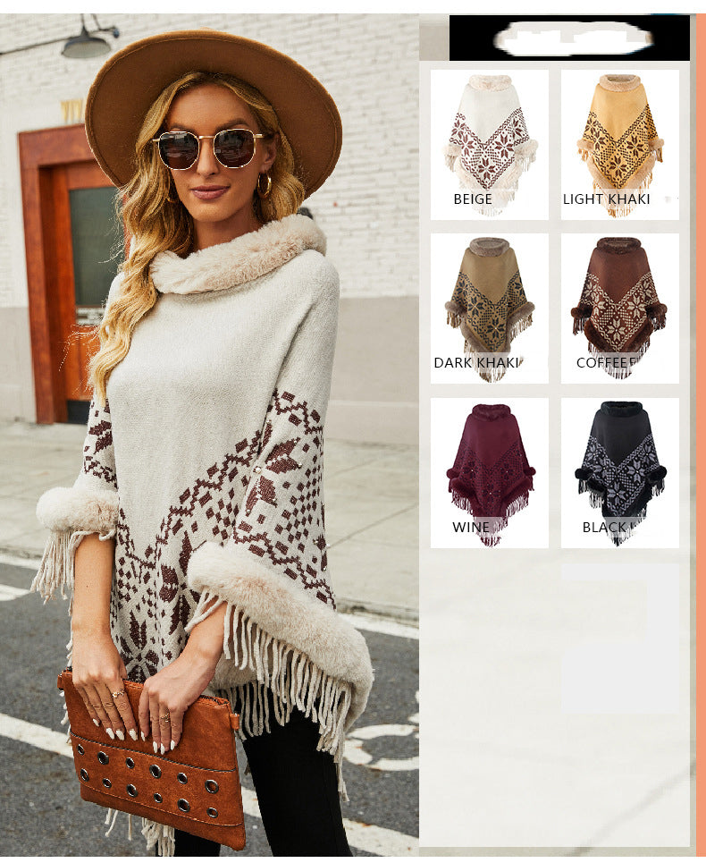 Collar Pullover Tassel Cape S0211