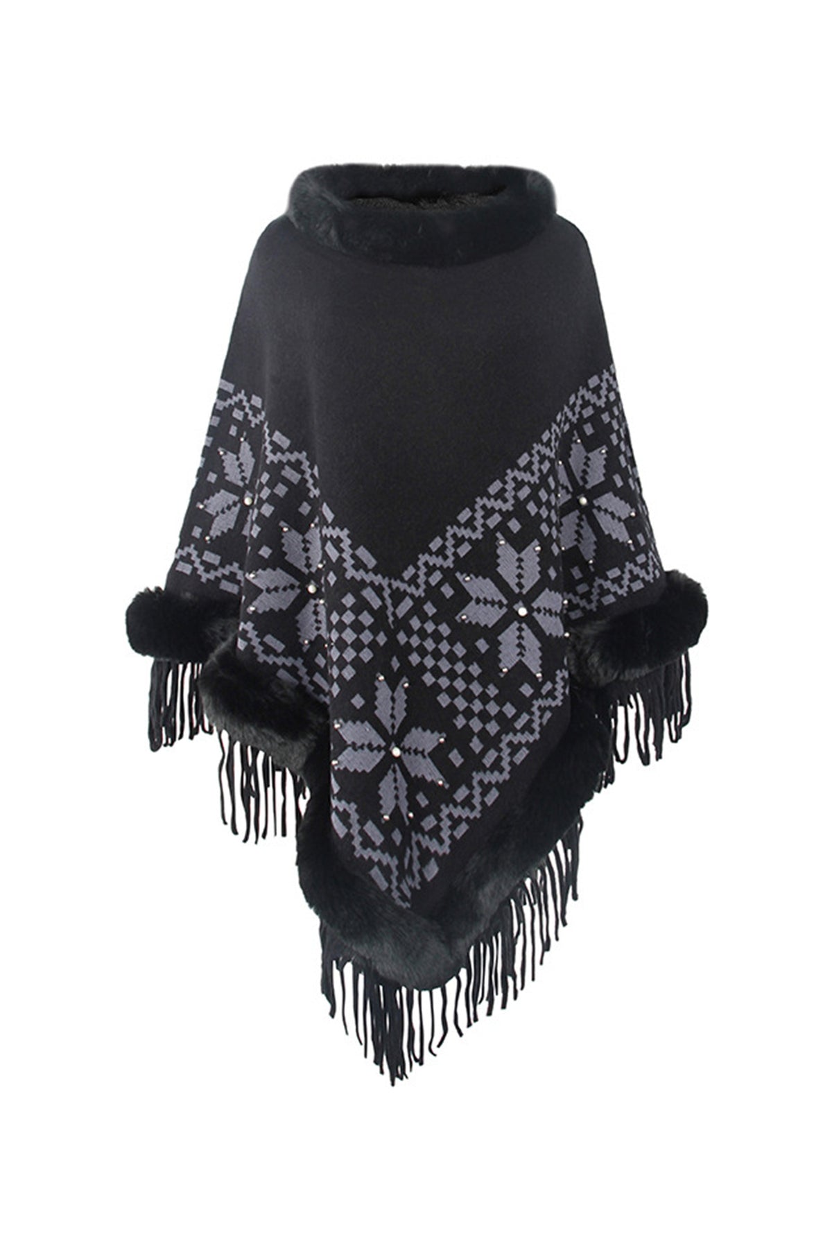 Collar Pullover Tassel Cape S0211