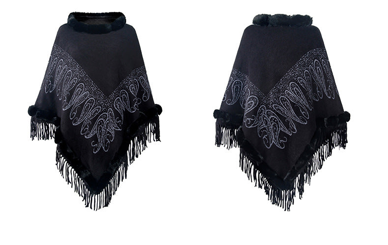 Collar Pullover Tassel Cape S0214